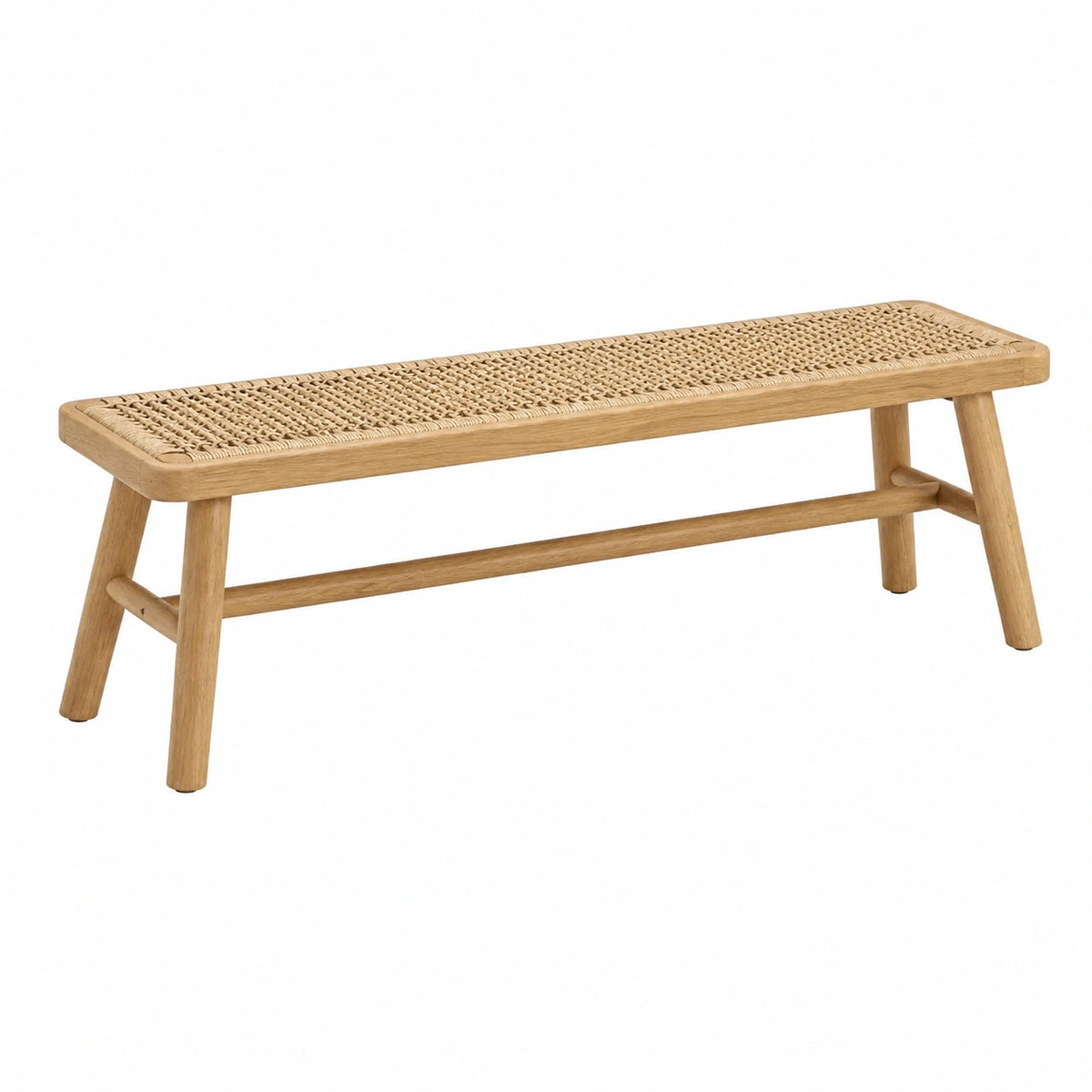 Bank aus Eichenholz und Rattan 150 cm Natur