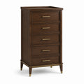 Holz Schubladenschrank mit 5 Schubladen in Braun mit Metallgriffen 120x50x40cm