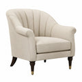 Leinensessel Beige mit Holzbeinen 80x75x85cm