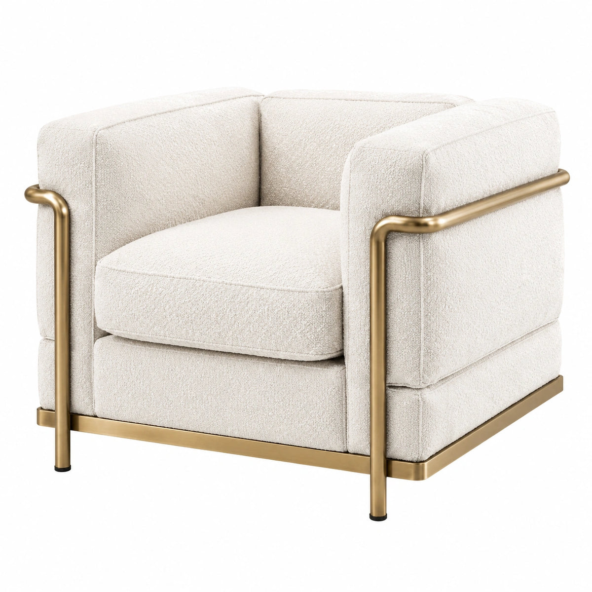 Sessel mit Metallrahmen und Bouclé-Bezug, 85cm x 90cm x 80cm, Beige