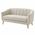 Zweisitzer Sofa Stoff Massivholz Hellbeige