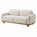 Zweisitzer Sofa Bouclé-Stoff mit Holzrahmen Creme