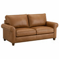 Ledersofa Braun mit Holzbeinen