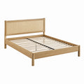 Doppelbett aus Eichenholz und Rattan 200x180 cm Natur