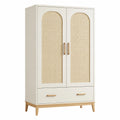 Kleiderschrank aus MDF und Rattan, Beige