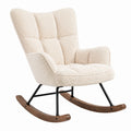 Schaukelstuhl mit Bouclé-Stoff und Metallrahmen Beige